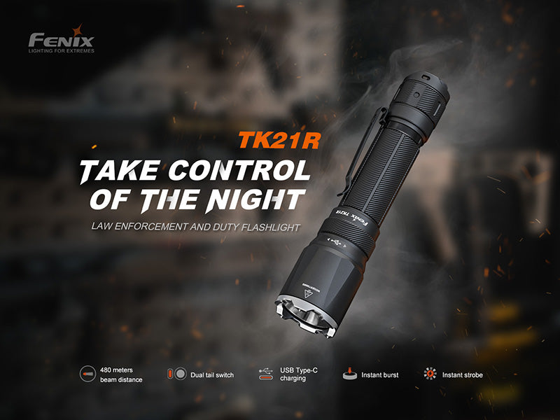 Lampe Torche tactique Fenix TK21R - 3600Lumens - Double Interrupteur - Rechageable USB-C - batterie 21700 Fenix