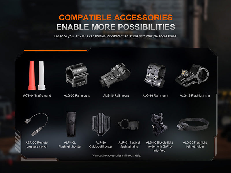 Lampe Torche tactique Fenix TK21R - 3600Lumens - Double Interrupteur - Rechageable USB-C - batterie 21700  NYCTALOPE  