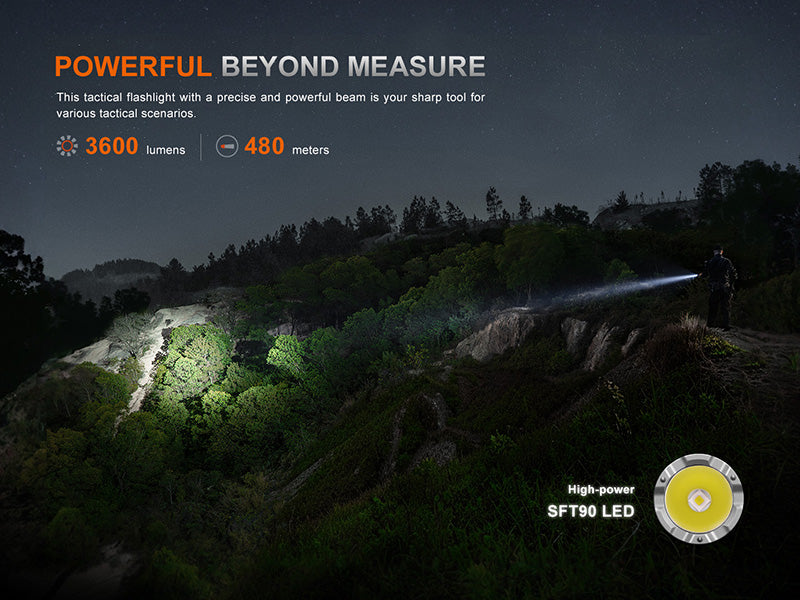 Lampe Torche tactique Fenix TK21R - 3600Lumens - Double Interrupteur - Rechageable USB-C - batterie 21700  NYCTALOPE  