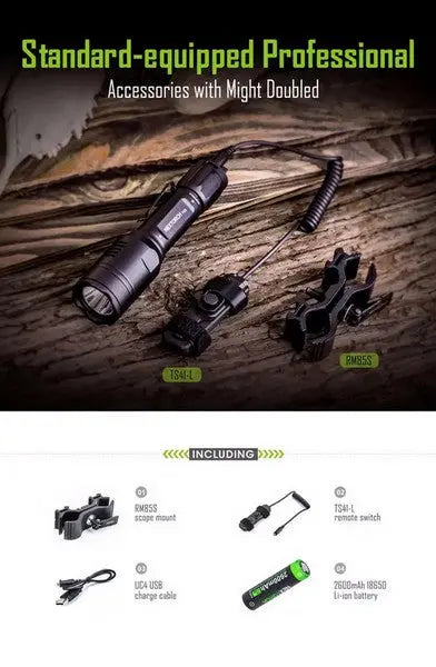 Lampe Torche tactique Nextorch T53 SET- 760 Lumens rechargeable - Kit chasse  NYCTALOPE  