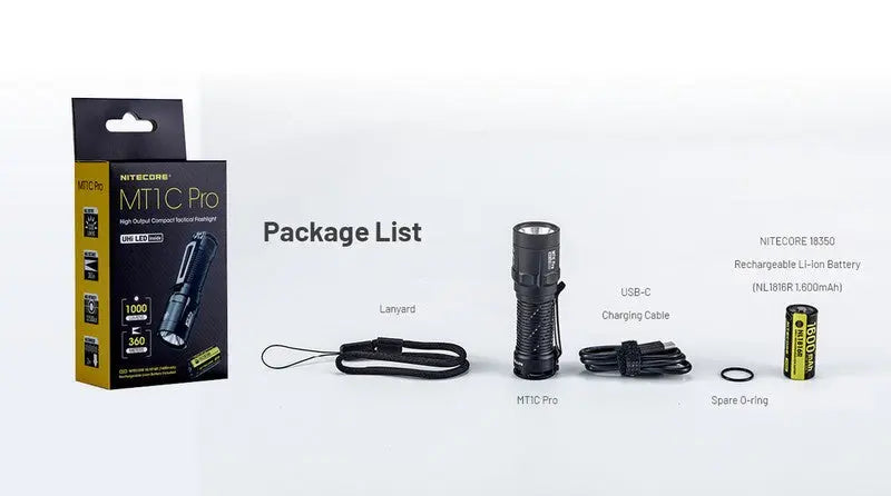 Lampe Torche tactique Nitecore MT1C PRO - 1800Lumens  NYCTALOPE  