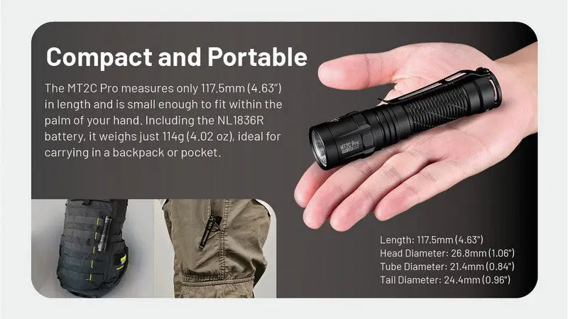 Lampe Torche tactique Nitecore MT2C PRO - 1800Lumens  NYCTALOPE  