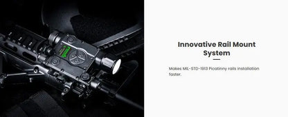 Lampe arme à feu Nextorch WL60 - 700Lumens - laser vert - Fixation sur rail  NYCTALOPE  