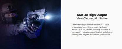 Lampe arme de poing Nextorch WL11 - 650 Lumens - Fixation sur rail  NYCTALOPE  