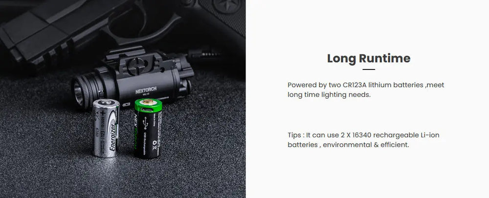 Lampe arme de poing Nextorch WL13 - 1300Lumens - Fixation sur rail  NYCTALOPE  