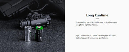 Lampe arme de poing Nextorch WL13 - 1300Lumens - Fixation sur rail  NYCTALOPE  
