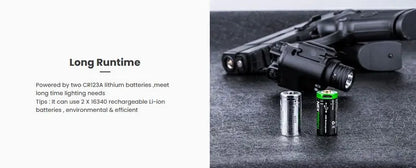 Lampe arme de poing Nextorch WL23R - 1300 Lumens + laser rouge - Fixation sur rail - NYCTALOPE