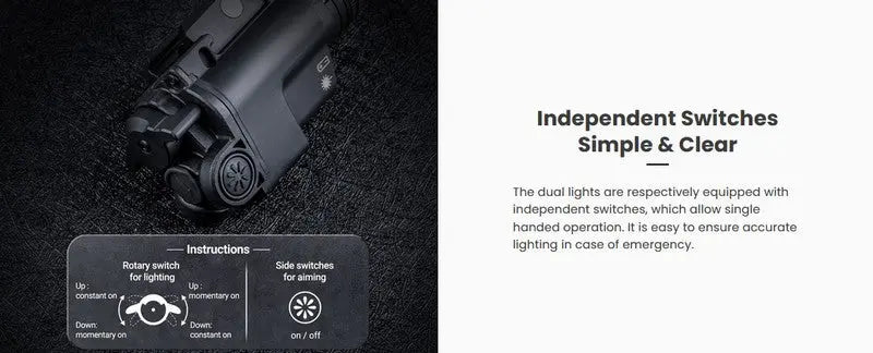 Lampe arme de poing Nextorch WL23R - 1300 Lumens + laser rouge - Fixation sur rail - NYCTALOPE