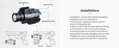 Lampe arme de poing Nextorch WL23R - 1300 Lumens + laser rouge - Fixation sur rail - NYCTALOPE