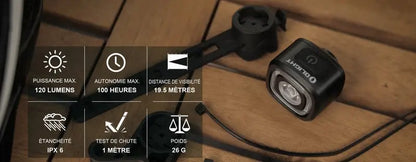 Lampe arrière pour Vélo et VTT Olight RN120C - 120 Lumens  NYCTALOPE  