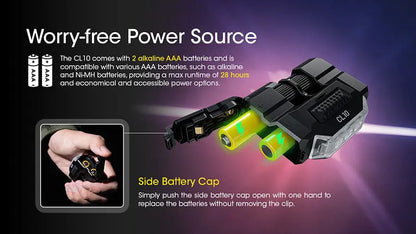 Lampe de Position Nitecore CL10 45 Lumens - Triple Source Lumineuse - Clip Multi-Positions  NYCTALOPE  
