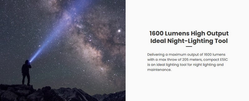 Lampe torche tactique Nextorch E51C - 1600 Lumens - rechargeable USB-C  NYCTALOPE  