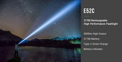 Lampe torche tactique Nextorch E52C - 3000 Lumens - rechargeable USB-C  NYCTALOPE  