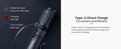 Lampe torche tactique Nextorch E52C - 3000 Lumens - rechargeable USB-C  NYCTALOPE  
