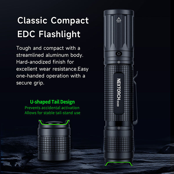 Lampe torche tactique Nextorch E52D - 3700Lumens - rechargeable USB-C  NYCTALOPE  