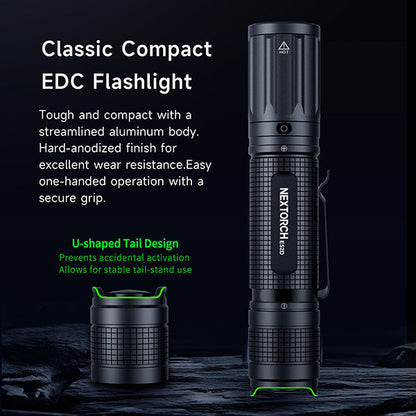 Lampe torche tactique Nextorch E52D - 3700Lumens - rechargeable USB-C  NYCTALOPE  