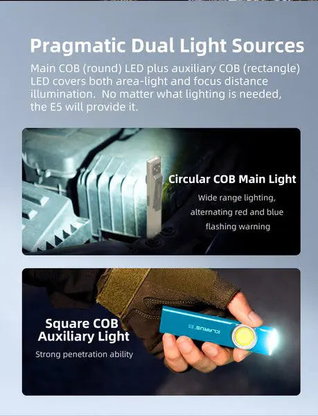 Lampe de poche de travail Klarus E5 - 600 Lumens - NYCTALOPE