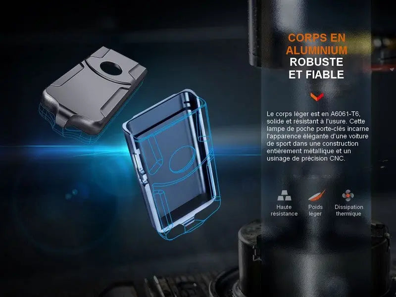 Lampe de poche porte-clés Fenix E03R V2.0 – 500 Lumens  NYCTALOPE  