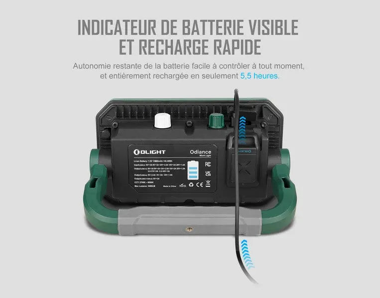 Lampe de travail lanterne Olight Odiance - 3000 Lumens projecteur rechargeable  NYCTALOPE  