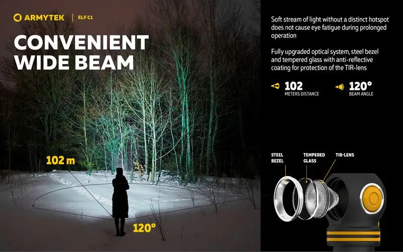 Lampe frontale Armytek Elf C1 USB-C - 1000 / 930 Lumens - White & Warm - NYCTALOPE