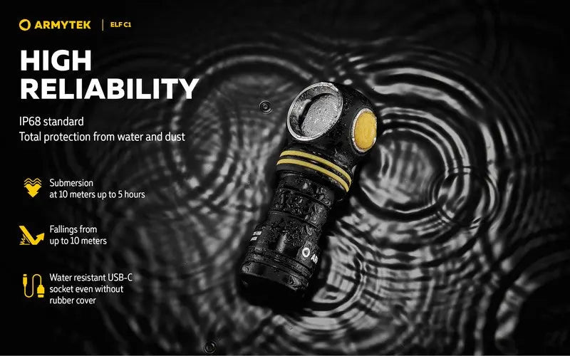 Lampe frontale Armytek Elf C1 USB-C - 1000 / 930 Lumens - White & Warm - NYCTALOPE