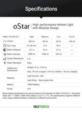 Lampe frontale Nextorch oStar - 500 Lumens - multifonctions pour casque de chantier et tactique  NYCTALOPE  