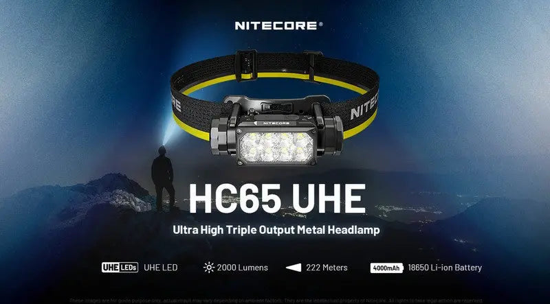 Lampe frontale Nitecore HC65 UHE - 2000 Lumens - Rechargeable USB-C - Lumière rouge  NYCTALOPE  