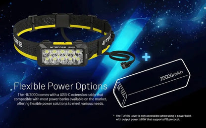 Lampe frontale Nitecore HU2000 - 2000 Lumens - S'alimente en USB-C  NYCTALOPE  