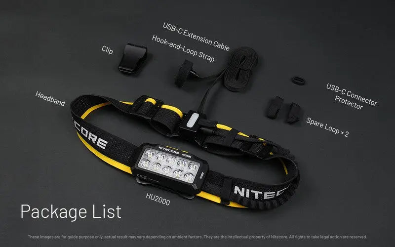 Lampe frontale Nitecore HU2000 - 2000 Lumens - S'alimente en USB-C  NYCTALOPE  