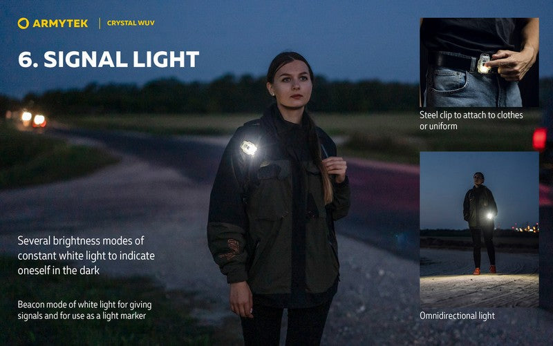 Lampe Armytek Crystal WUV - 150 Lumens Blanc + UV  NYCTALOPE  