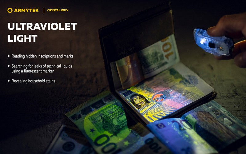 Lampe Armytek Crystal WUV - 150 Lumens Blanc + UV  NYCTALOPE  