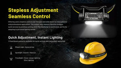 Lampe frontale professionnelle Nitecore HC75 UHE 300 Lumens rechargeable USB-C - Lumière rouge - NYCTALOPE