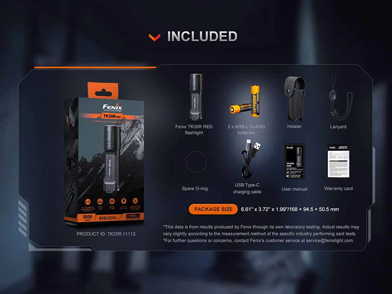 Lampe Torche tactique Fenix TK35R RED - 5800Lumens - Lumière rouge intégrée - Double Commutateur - Multi-modes  NYCTALOPE  