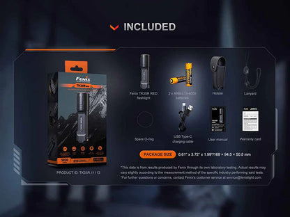 Lampe Torche tactique Fenix TK35R RED - 5800Lumens - Lumière rouge intégrée - Double Commutateur - Multi-modes  NYCTALOPE  