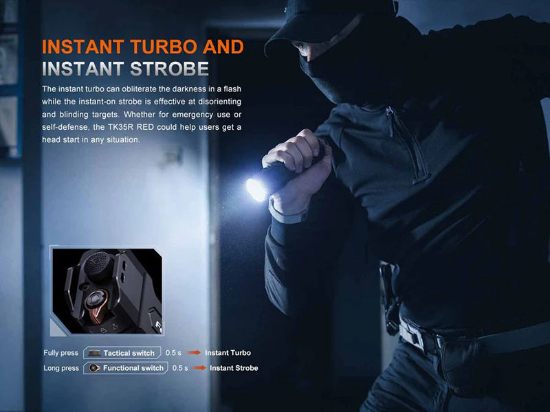 Lampe Torche tactique Fenix TK35R RED - 5800Lumens - Lumière rouge intégrée - Double Commutateur - Multi-modes  NYCTALOPE  