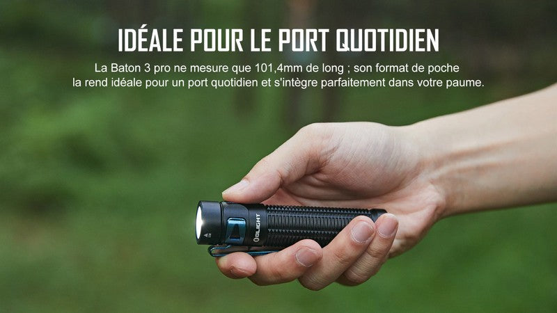Lampe Torche Olight Baton 3 PRO - 1500 Lumens - lumière blanche froide CW  NYCTALOPE  
