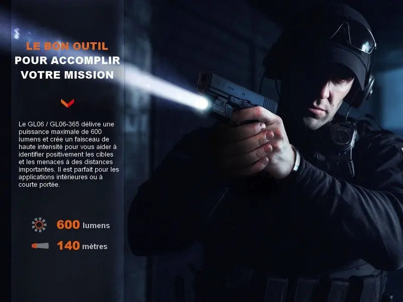 Lampe tactique pour arme – Fenix GL06 – 600 Lumens  NYCTALOPE  