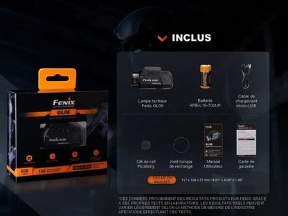 Lampe tactique pour arme – Fenix GL06 – 600 Lumens  NYCTALOPE  