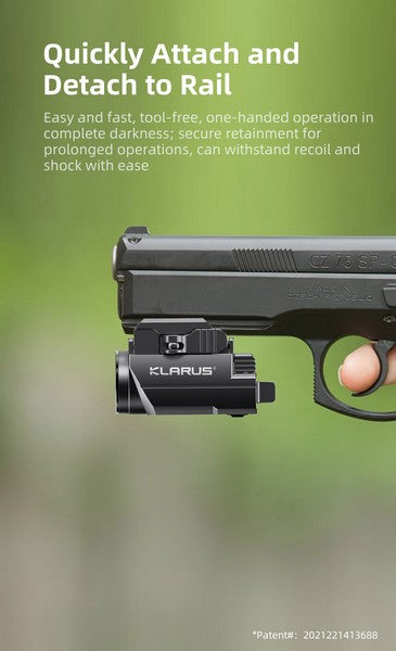 Lampe arme de poing Klarus GL2 - 1000 Lumens et Laser Vert intégré - rechargeable USB-C  NYCTALOPE  