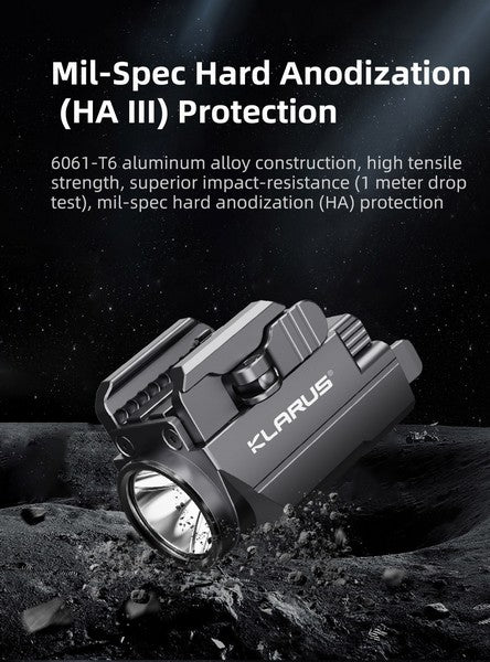 Lampe arme de poing Klarus GL2 - 1000 Lumens et Laser Vert intégré - rechargeable USB-C  NYCTALOPE  