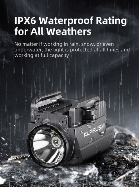 Lampe arme de poing Klarus GL2 - 1000 Lumens et Laser Vert intégré - rechargeable USB-C  NYCTALOPE  