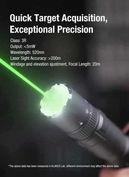 Lampe tactique Klarus GL6 1600 Lumens rechargeable USB-C + Support Picatinny + TRC1 - NYCTALOPE