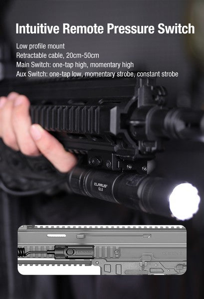 Lampe tactique Klarus GL6 1600 Lumens rechargeable USB-C + Support Picatinny + TRC1 - NYCTALOPE