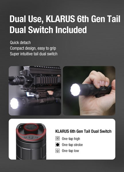 Lampe tactique Klarus GL6 1600 Lumens rechargeable USB-C + Support Picatinny + TRC1 - NYCTALOPE