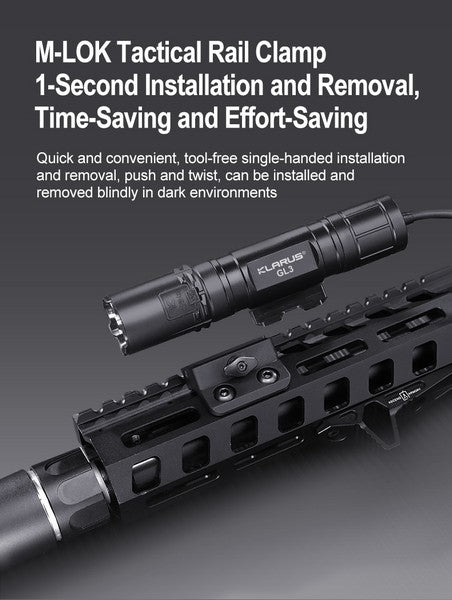 Lampe Torche Klarus GL3 - 2100 Lumens – Rechargeable + support M-LOK + Interrupteur déporté  NYCTALOPE  
