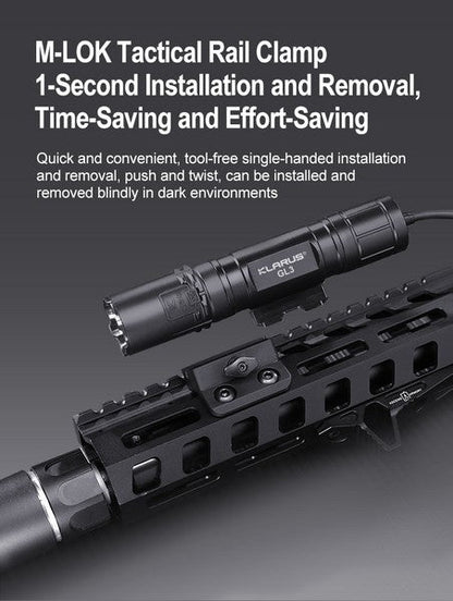 Lampe Torche Klarus GL3 - 2100 Lumens – Rechargeable + support M-LOK + Interrupteur déporté  NYCTALOPE  