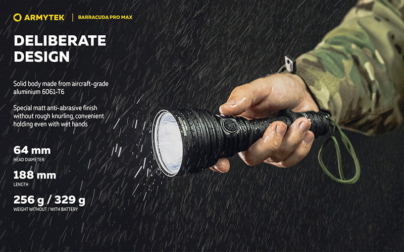 Lampe torche Armytek Barracuda Pro Max White 2800 Lumens - Portée 1000m - Rechargeable - Batterie 21700 Li-Ion