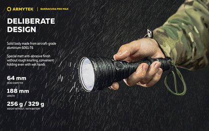 Lampe torche Armytek Barracuda Pro Max White 2800 Lumens - Portée 1000m - Rechargeable - Batterie 21700 Li-Ion
