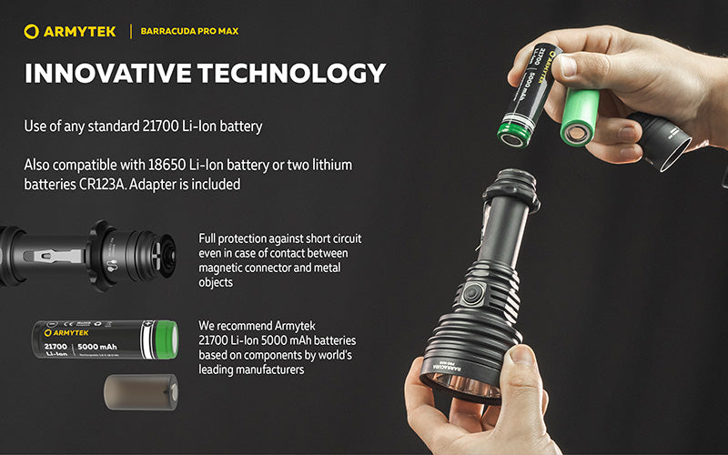 Lampe torche Armytek Barracuda Pro Max White 2800 Lumens - Portée 1000m - Rechargeable - Batterie 21700 Li-Ion