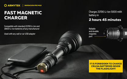 Lampe torche Armytek Barracuda Pro Max White 2800 Lumens - Portée 1000m - Rechargeable - Batterie 21700 Li-Ion